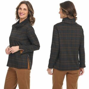 Tribal Soft Fleece Side Zip Cowl Neck Top XL